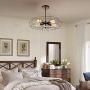 Semi Flush Mount Ceiling Light - BAYCHEER Vintage Pendant Lights Industrial Chandelier Black Metal Cage Hanging Fixture with 5 E26 Bulb Base for Hallway,Restaurant,Warehouse,Barn,Living Room,Rust