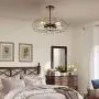 Semi Flush Mount Ceiling Light - BAYCHEER Vintage Pendant Lights Industrial Chandelier Black Metal Cage Hanging Fixture with 5 E26 Bulb Base for Hallway,Restaurant,Warehouse,Barn,Living Room,Rust