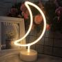 LED Warm White Moon Shape Led Neon Sign Kids Night Light with Base Marquee Signs Light Battery USB Operated Marquee Signs for Home Party Birthday Children Gifts Bedroom Bedside Table Light Lamp