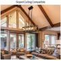 LEDMO 60W Kitchen Island Lighting Farmhouse Chandelier, Wooden Metal Industrial Dining Room Chandelier, Five dimmable E26 Bulbs