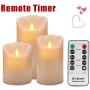 Antizer Flameless Candles 4'' 5'' 6'' Set of 3 Ivory Dripless Real Wax Pillars Include Realistic Dancing LED Flames and 10-Key Remote Control with 24-Hour Timer Function 400+ Hours by 2 AA Batteries