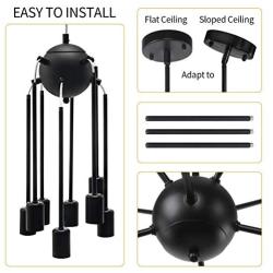 SGLfarmty Black Sputnik Chandeliers Mid Century Farmhouse Light Fixture for Flat and Sloped Ceiling Dining Room Living Room 8 Lights (Black)