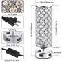 USB Crystal Bedside Lamp, Kakanuo Nightstand Decorative Lamp with Dual Fast USB Charging Ports, Modern Glam Table Lamp Set for Bedroom, Living Room, Study Room, Office (Set of 2)
