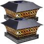 Siedinlar Solar Post Lights Outdoor Fence Deck Cap Light Solar Powered Metal Warm White LED Lighting Waterproof for Garden Patio Decoration 4x4 5x5 Wooden Posts Black (2 Pack)