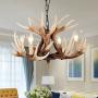 EFFORTINC Vintage Style Resin Deer Horn Antler Chandeliers,4 Lights(Bulbs Not Included)