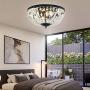 BAYCHEER Round Shaped Clear Crystal Ceiling Lghting Ftures with 3 Lghts Retro Art Dcoration Flush Mount Ceiling Light for Hallway Dining Living Room Kitchen Boudoir 9.84inch(Black)
