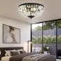 BAYCHEER Round Shaped Clear Crystal Ceiling Lghting Ftures with 3 Lghts Retro Art Dcoration Flush Mount Ceiling Light for Hallway Dining Living Room Kitchen Boudoir 9.84inch(Black)