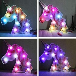 Unicorn Night Lights Painted Flower Unicorn Color Changeable Light Up Marquee Unicorn Signs LED Kids Lamps for Birthday Christmas Bedrooms Home Wall Decor Unicorn Gifts for Girls