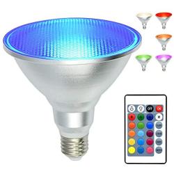 PAR38 Led Floodlight Bulb, 20W RGB Color Changing Light Bulb with Remote Control, Kuniwa Spotlight E26 Dimmable Light Bulb , IP65 Waterproof Light Screw for Lawn Home Living Room Party Decoration