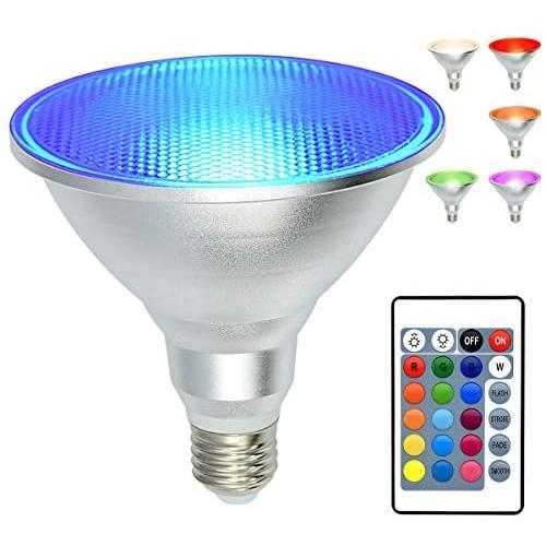 PAR38 Led Floodlight Bulb, 20W RGB Color Changing Light Bulb with Remote Control, Kuniwa Spotlight E26 Dimmable Light Bulb , IP65 Waterproof Light Screw for Lawn Home Living Room Party Decoration