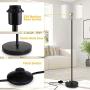 Floor Lamps for Living Room with 2 Lamp Shades, LED Modern Standing Lamp Simple Design, Tall Reading Pole Lamp Standing Light, Black Floor Lamps for Bedroom, Office, Study Room by PARTPHONER