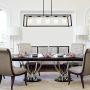 VINLUZ 5 Light Kitchen Island Chandeliers Farmhouse Black Linear Dining Rooms Lighting Fixtures Hanging with White Alabaster Glass Shade Rectangle Modern Industrial Pendant Ceiling Lights