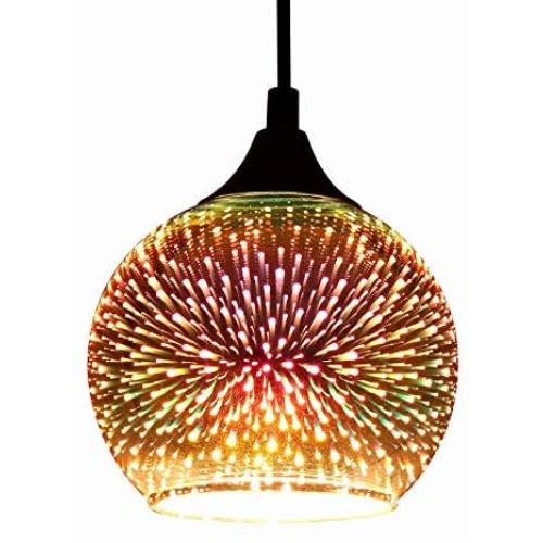 JEUNEU Modern 3D Colourfull Glass Pendant Light Firework Lamp Kitchen Decor Lighting Fixture (1-Pack)