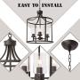 VINLUZ Industrial 3-Light Kitchen Island Chandelier Oil Rubbed Bronze with Clear Glass Shade, Modern Cage Pendant Lighting Farmhouse Metal Hanging Ceiling Light Fixture for Dining Room Bar