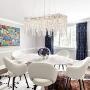 APBEAMLighting Rectangular Crystal Chandelier Modern Linear Pendant Light Flush Mount Raindrop Island Lighting Fixture for Dining Room Restaurant Living Room 7 Lights