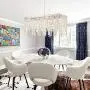 APBEAMLighting Rectangular Crystal Chandelier Modern Linear Pendant Light Flush Mount Raindrop Island Lighting Fixture for Dining Room Restaurant Living Room 7 Lights