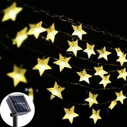 Viewpick Outdoor Solar Garden Star String Lights Solar Powered Twinkling Fairy Lights, 30ft 50 LED Christmas String Lights for Backyard, Patio, Gate, Tree, Birthday Party, Summer Decoration,Warm White