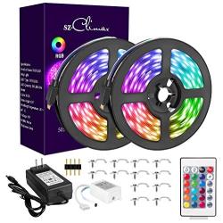 RGB LED Strips Lights Kits 12V Color Changing Strip Lighting with Remote Rope Light for Room, Bedroom, Home, Kitchen Cabinet, Christmas, Party Decoration, Non-Waterproof (32.8FT/10M-RGB)