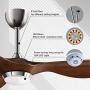 reiga 52-in Ceiling Fan with LED Light Kit Remote Control Modern Blades Noiseless Reversible Motor，6-speed, 3 color Temperature Switch (hand-painted)