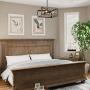 GEPOW Farmhouse Cage Chandelier, Rustic Wood Square 4 Light Fixture for Dining Room, Living Room, Bedroom, Foyer and Kitchen Island