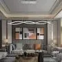 Modern LED Chandeliers, Wave Acrylic Ceiling Hanging Pendant Light Fixtures, Contemporary Curved Arc Chrome Finish Hanging Pendant Lamp for Bedroom Living Room Dining Room Kitchen Island