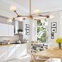 Modo Lighting Modern Sputnik Chandelier Brushed Brass Hanging Lamp Industrial Flush Mount Ceiling Light Fixture Adjustable Hanging Lamp for Living Room Restaurant E26(6-Light)