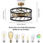 Deyidn Lighting 3-Light Rustic Semi Flush Mount Ceiling Light Fixture Modern Industrial Black and Gold Metal Cage Lamp for Bedroom, Kitchen, Living Room, Dining Room, Hallway, Stairway,Farmhouse