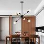 Modern Sputnik Chandelier Lighting Fixture 6 Lights Brushed Brass Chandeliers Mid Century Pendant Light Gold Ceiling Light Fixture for Hallway Bar Kitchen Dining Room (Black)