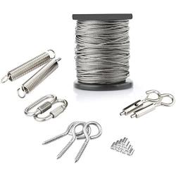 ANDOT Outdoor Hanging Light Kit, 1/16Inch,7x7, 130ft Globe String Lights Suspension Kit, 304 Stainless Steel Cable,String Lights Outdoor Rope Perfect for Patio, Garden