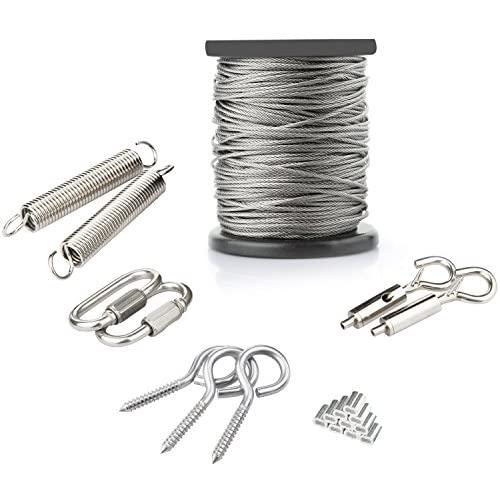 ANDOT Outdoor Hanging Light Kit, 1/16Inch,7x7, 130ft Globe String Lights Suspension Kit, 304 Stainless Steel Cable,String Lights Outdoor Rope Perfect for Patio, Garden