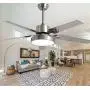 52'' Indoor 5-Blades Ceiling Fan LED Light with Remote Control Modern Stainless Steel Blades Chandelier Ceiling Fan Brushed Nickel Ceiling Fan For Living Room Ceiling Fan With Light For Bedroom