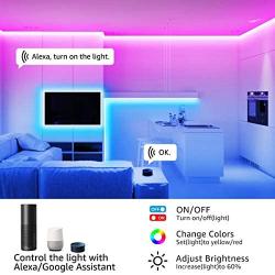 Olafus 32.8ft WiFi Smart LED Strip Lights, TV Light Strip Works with Alexa Google Home, App Control RGB Light Strip Kit Music Synch with Remote for Home Party TV Room, 5050 LED, 16 Million Colors