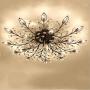 DIY FamilyModern Crystal LED Ceiling Lamp，Leaf Flush Mount Ceiling Light Fixture Decorative Crystal Chandelier for Dining Room Bedroom Livingroom Pendant Light(21-Head) Black)