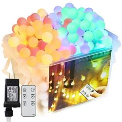 Valentines Day Decor Led String Lights, 65.67ft Led Globe Color Changing Tree Lights 8 Modes Warm White to Multi Color Lights, Connectable 24V Safe Adapter Remote String for Xmas Party