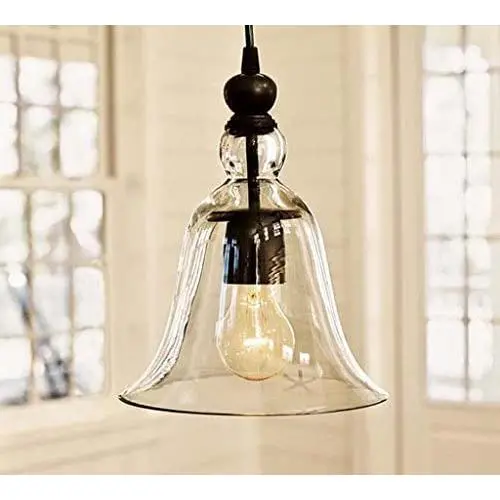 WINSOON Ecopower 1 Light Vintage Hanging Big Bell Glass Shade Ceiling Lamp Pendent Fixture WINSOON Ecopower 1 Light Vintage Hanging Big Bell Glass Shade Ceiling Lamp Pendent Fixture