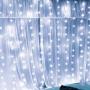 LoveNite Curtain String Lights with Voice Activated, 300 LED Window Music Fairy Lights String USB Powered Remote for Christmas Wedding Party Indoor Outdoor Home Decor (Cool White)