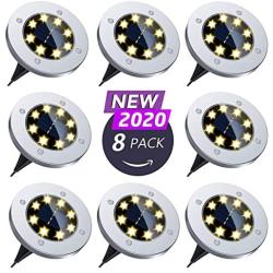 Flalivi Solar Ground Lights - 8 LED Solar Garden Lights Outdoor Waterproof Bright in-Ground Lights for Lawn Pathway Yard Driveway (8 Packs)