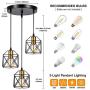 WADSN 3-Light Industrial Rustic Vintage Farmhouse Metal Caged Pendant Light,Adjustable Modern Ceiling Pendant Light Fixture,Gold Black Antique Hanging Lighting for Kitchen Island Dining Room Bar