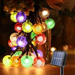 Globe Outdoor Solar String Lights, 23 Ft 50 LED MultiColor waterproof solar powered outdoor lights, 8 Modes Crystal Balls Decorative Fairy Lighting for Christmas Lights ,Tree, patio,Garden--Multicolor