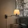 YOUNG&TAYLOR 19.7'' Long Swing Arm Wall Sconce with Fabric Shade Wall Light for Reading Room Bedroom Hallway,2 Pack