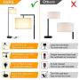 LED Floor Lamp, Montage Modern Floor Lamp, Classic Standing Lamp Reading Standing Light with Hanging Lamp Shade Minimalist Bedside Floor Lamp for Bedroom Living Room with LED Bulb - Black