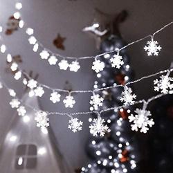 KNONEW 100 LED Snowflake String Lights 33ft Christmas String Lights with 8 Lighting Modes, Fairy Lights for Xmas Garden Patio Bedroom Party Decor Indoor Outdoor Lighting Decorations (Cool White)