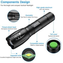 Flashlights, LED Tactical Flashlight S1000 - High Lumen, 5 Modes, Zoomable, Water Resistant, Handheld Light - Best Camping/Outdoor/Hiking/Flashlights/Gift-Giving/Emergency(Batteries Not Included)