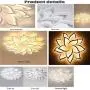 JIAODIE LED Dimmable Ceiling Light Modern Flower Shape Ceiling Lamp Fixture Living Room Bedroom Childrens Room Flush Hanging Lamp Metal Acrylic Petal Ceiling Chandelier Lighting,10 Heads/ ø33.5″/88w