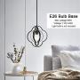 VINLUZ Modern Pendant 1-Light Sphere Black Dining Room Lighting Metal Orbits Globe Chandeliers with Pivoting Interlocking Rings, Industrial Ceiling Light Fixtures Kitchen Island Hallway