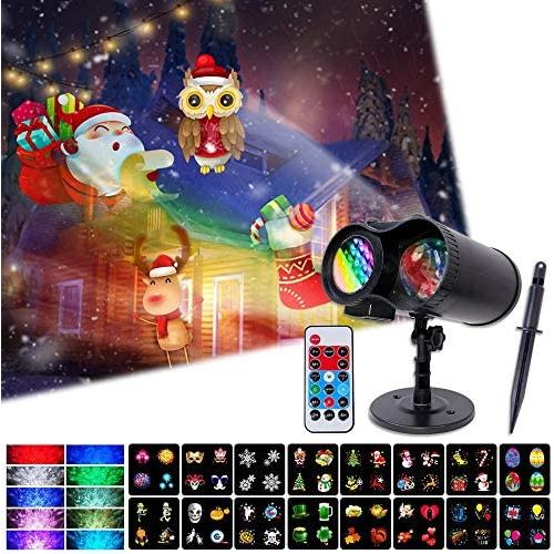 Clearance LED Chritsmas projector lights Outdoor Light with Nebula Wave Light 2 in 1 for Xmas, Party, Birthday, Thanks Giving Gift - 16 Patterns Remote Control