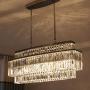 Moooni Modern Oval Rectangular Crystal Chandelier Ceiling Light Rectangle Chandeliers Rod-Type Pendant Light for Dining Room Kitchen Island L31.5'' X H12.8''