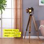 Industrial Tripod Floor Lamp for Living Room Bedroom, Vintage Standing Reading Lamp with Metal Wood Leg for Studio,Study Room and Office, Black (Blub not Included))