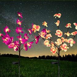 HeyMate Solar Lights Outdoor 2 Pack Purple & Pink Solar Garden Orchids Flower Lights Solar Christmas Decorative Lights Waterproof for Patio,Yard,Backyard,Pathway