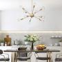 Wellmet Gold Sputnik Chandelier 10-Light, Modern Contemporary Hanging Light Fixture Pendant Ceiling Lighting for Kitchen Dining Room Living Room Foyer, Brushed Brass